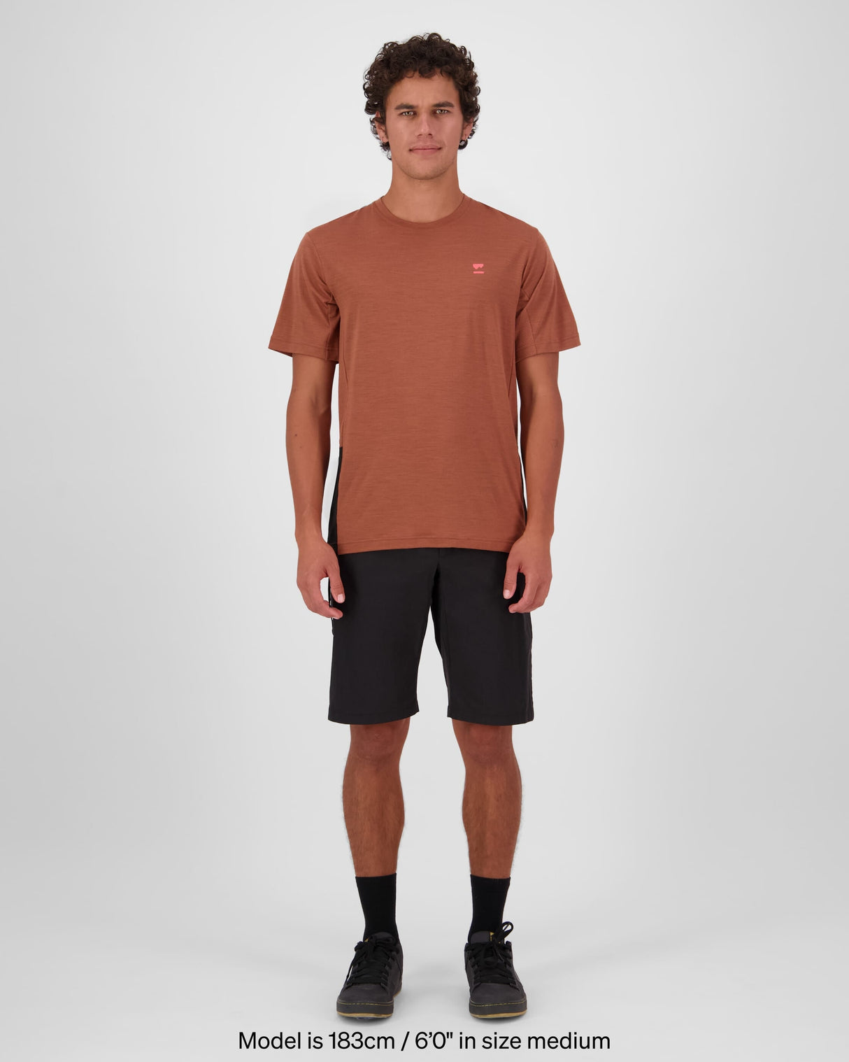 T-shirt en mérinos Tarn - Cannelle / Noir | Maillot de vélo pour homme