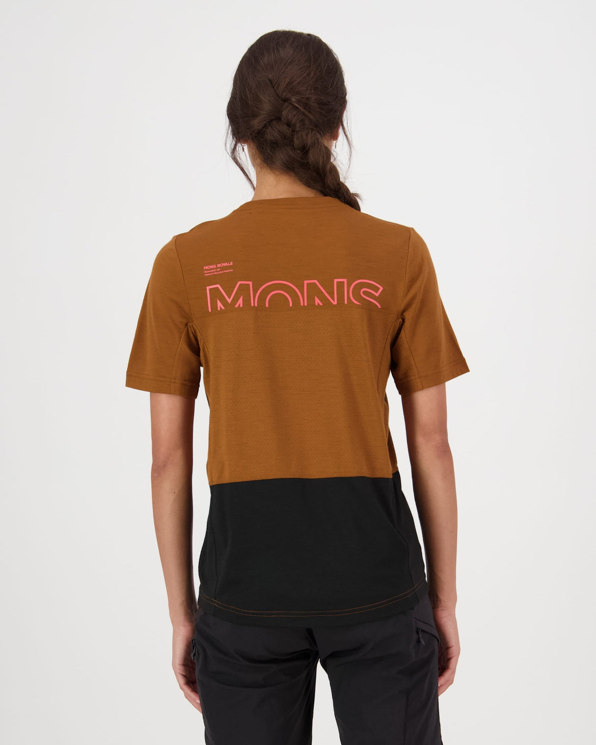 T-shirt en laine mérinos Tarn - Caramel / Noir | Maillot de vélo pour femmes