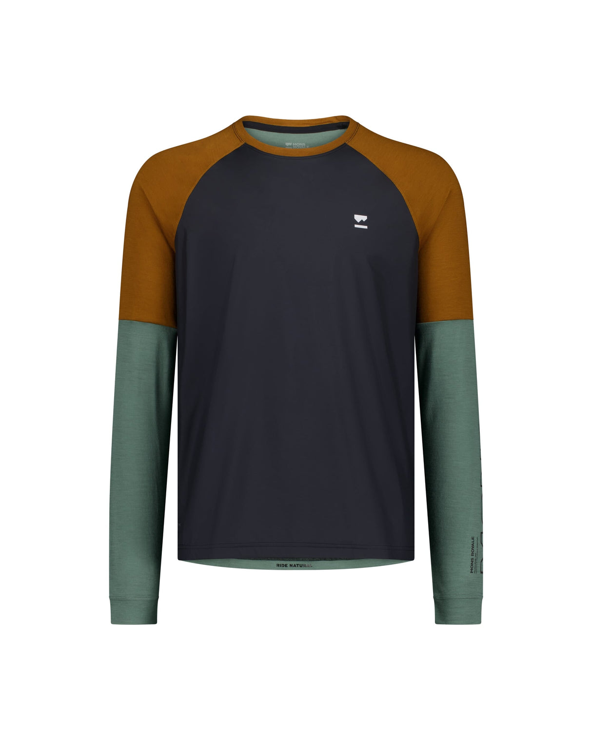 Maillot de cyclisme en laine mérinos Tarn - Cyprès / Caramel / Noir | Maillot de vélo pour homme