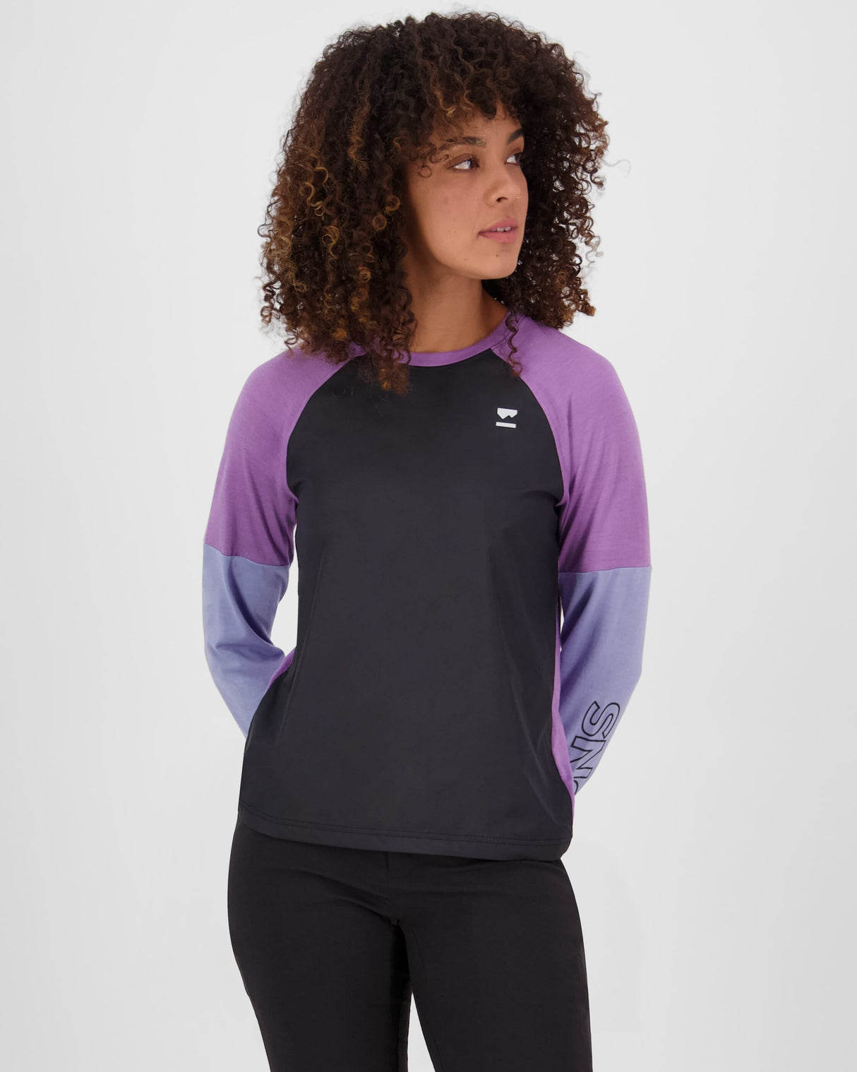 Maillot de vélo coupe-vent en laine mérinos Tarn - Skyline / Bloom / Noir | Maillot de vélo pour femmes