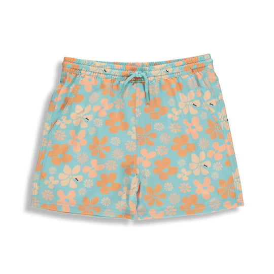 Floral swim shorts blue men