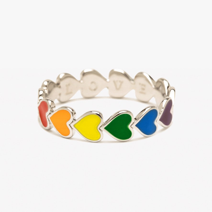 Rainbow heart ring band