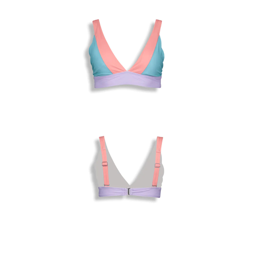 Colorblock bikini top blue women