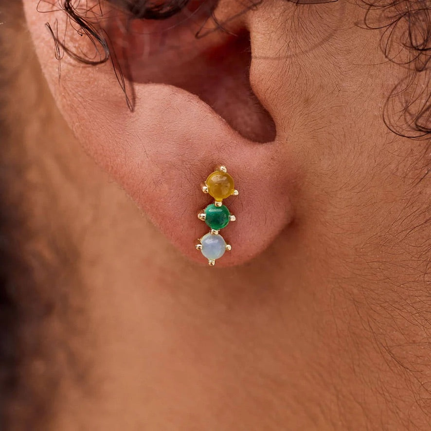 3 stone stud earrings