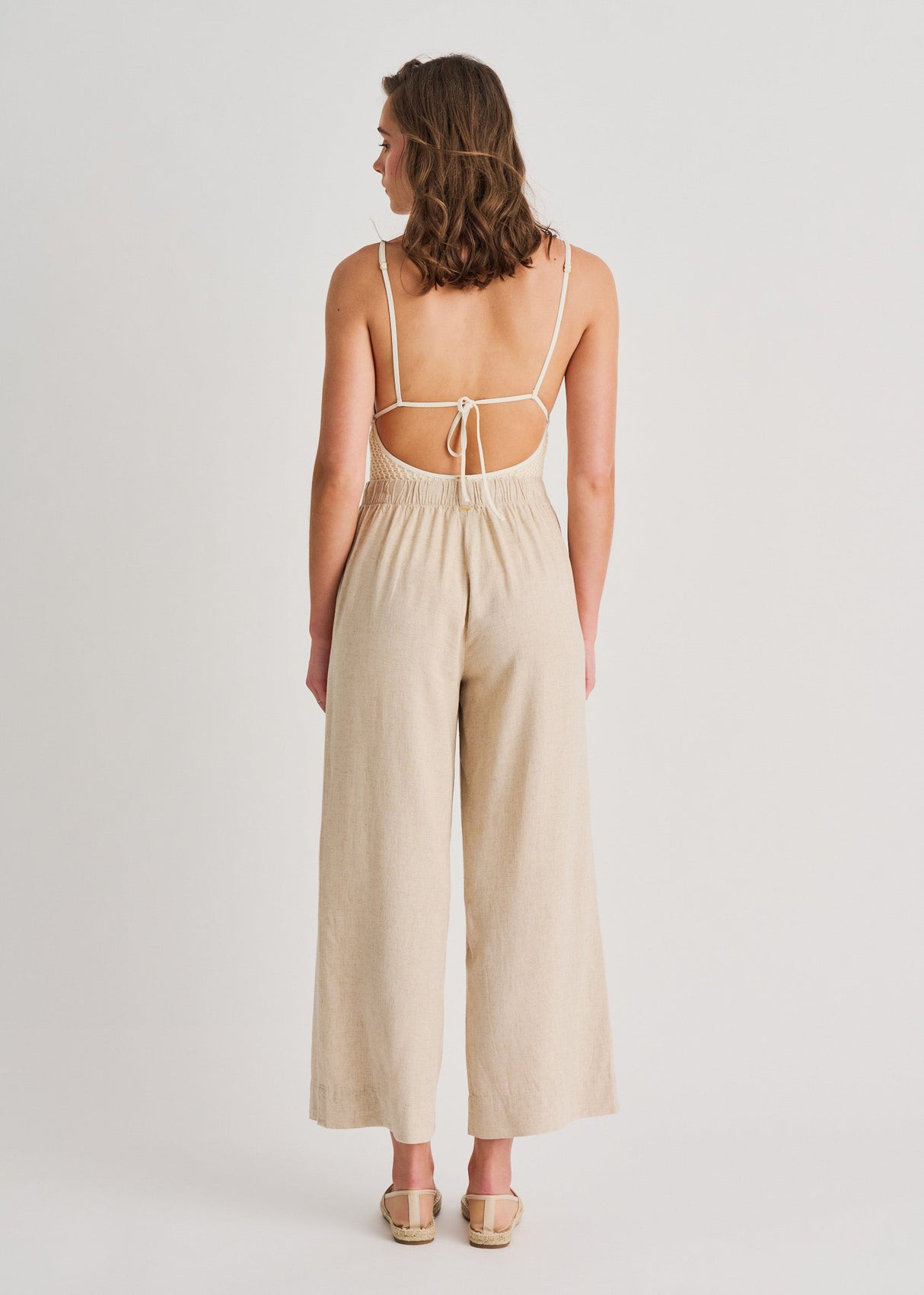 Pantalon de plage large en mélange de lin