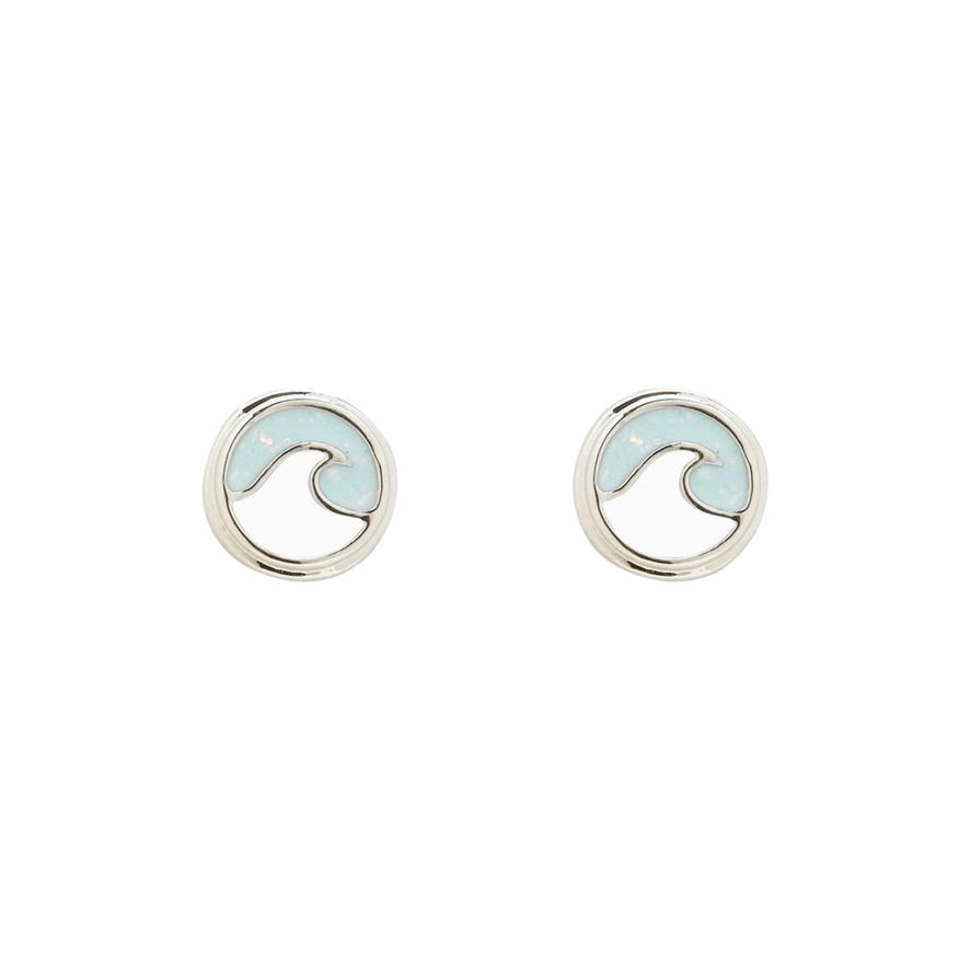 Opal enamel wave stud earrings