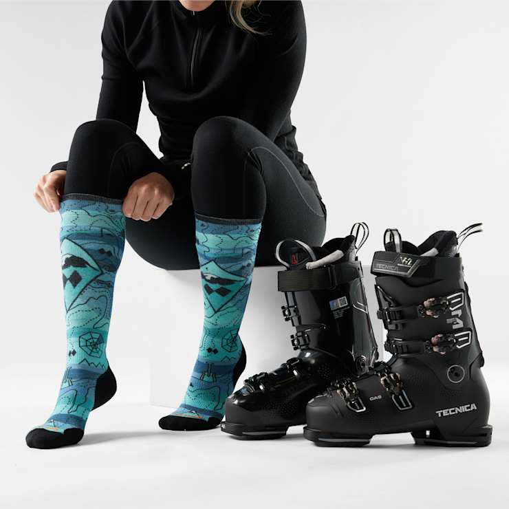 Chaussettes hautes mi-mollet pour femme Ski Topo Treasures Print