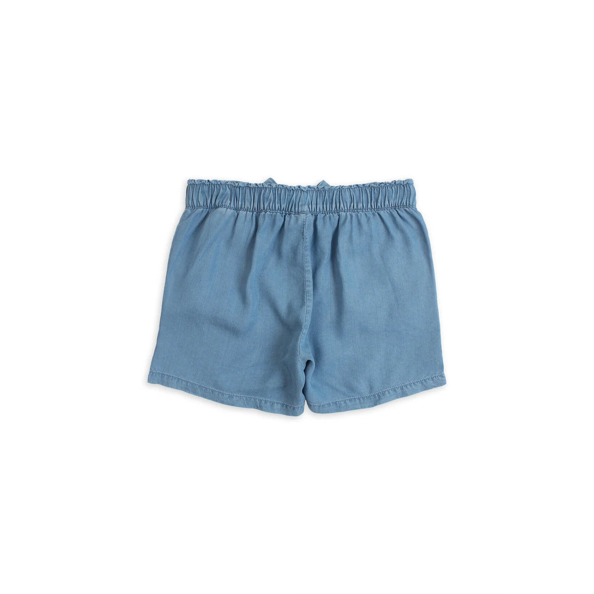 Short appliqué pocket self belt chambray