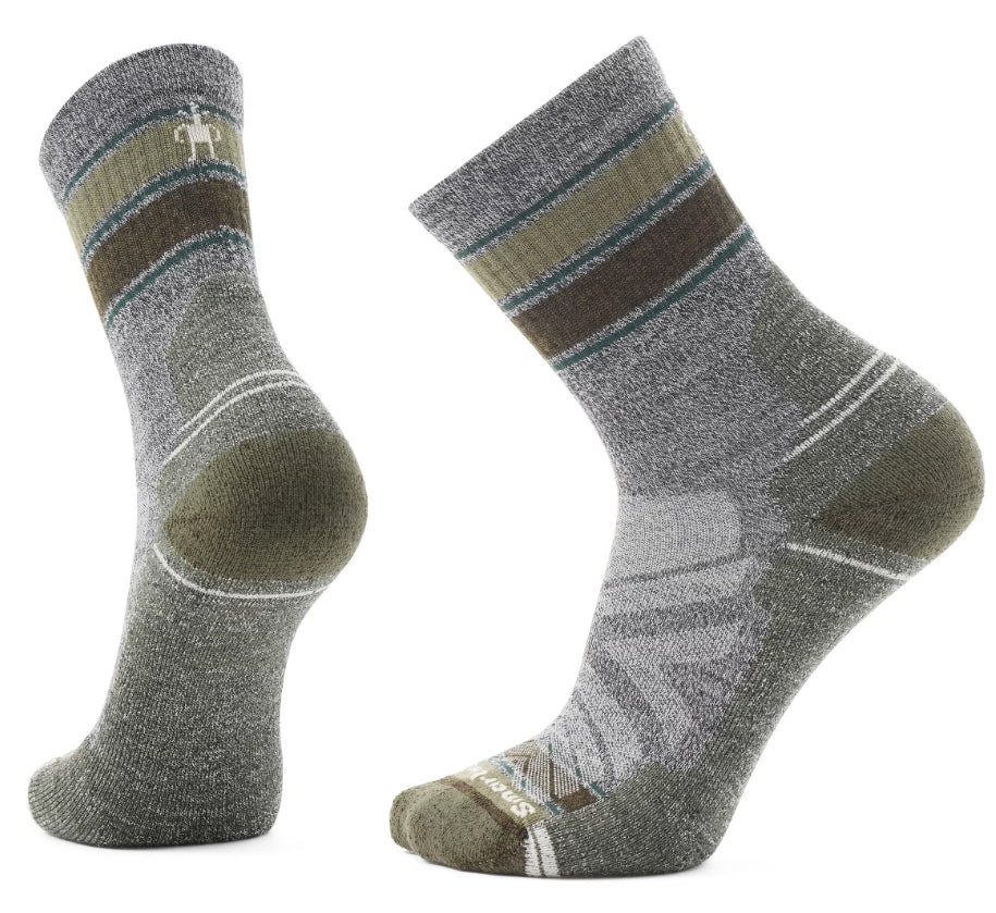 Hike light cushion striped mid crew sock