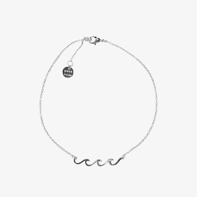 Delicate Wave Silver Anklet