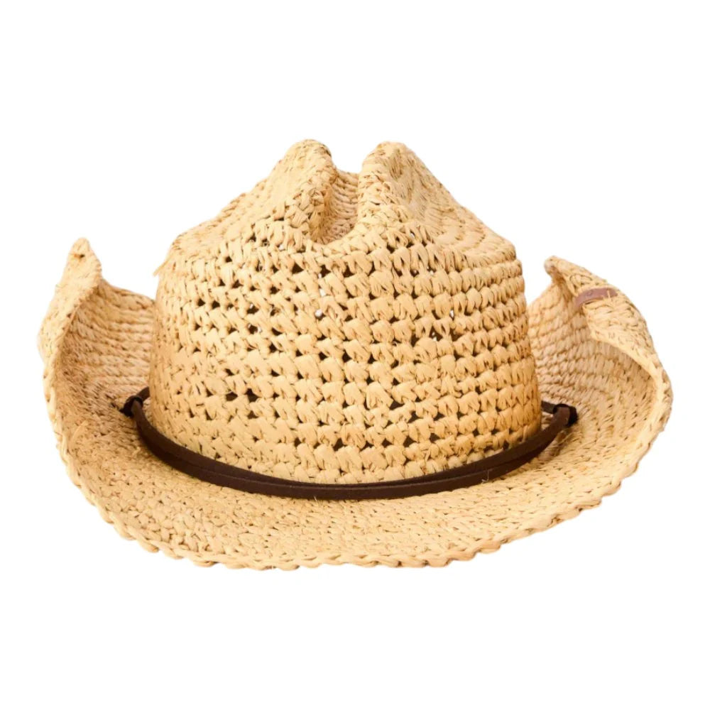 Chapeau de cowgirl en paille pliable pour femme