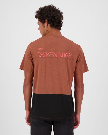 T-shirt en mérinos Tarn - Cannelle / Noir | Maillot de vélo pour homme