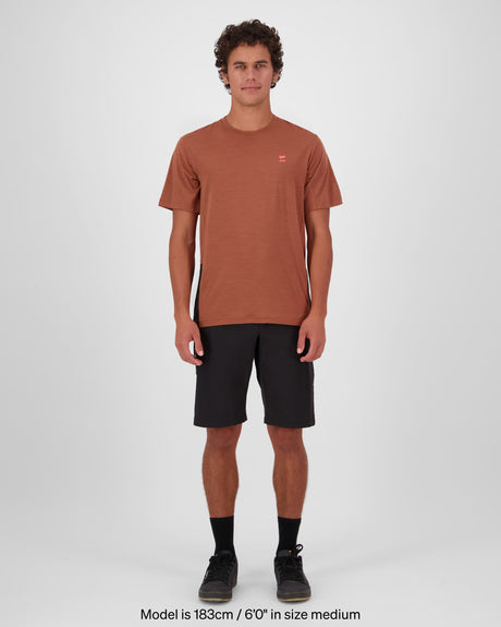 T-shirt en mérinos Tarn - Cannelle / Noir | Maillot de vélo pour homme