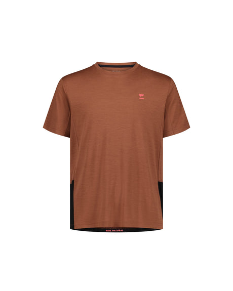 T-shirt en mérinos Tarn - Cannelle / Noir | Maillot de vélo pour homme
