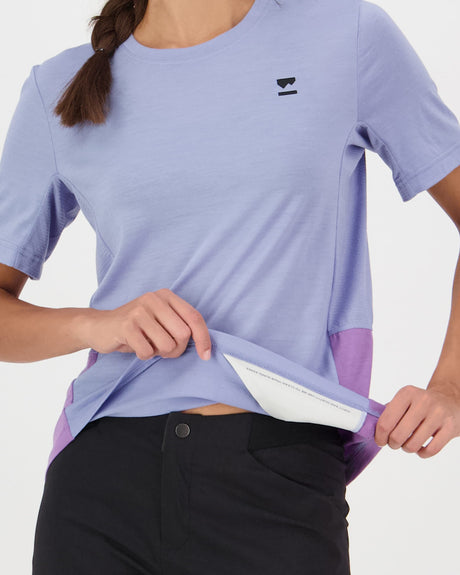 T-shirt en laine mérinos Tarn - Skyline / Bloom | Maillot de vélo pour femmes