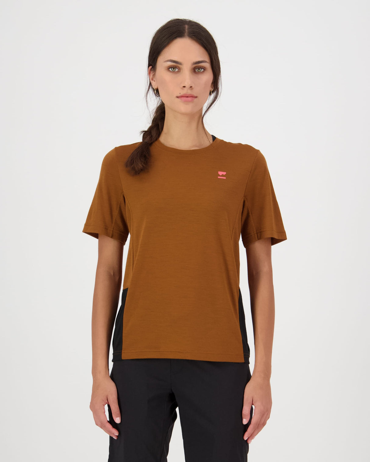 T-shirt en laine mérinos Tarn - Caramel / Noir | Maillot de vélo pour femmes