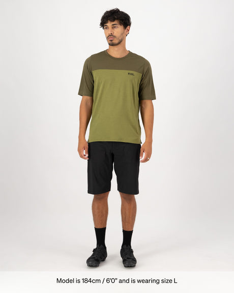 Diversion Merino Bike Jersey Short Sleeve - Fern / Olive | Men's Bike Jersey