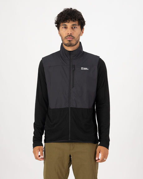 Gilet coupe-vent en mérinos Diversion - Noir | Gilet pour homme