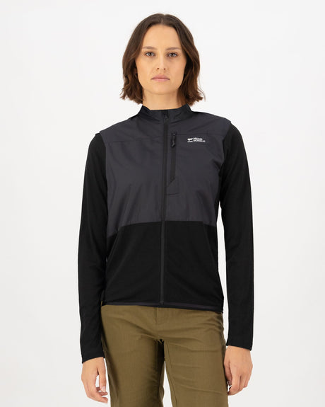 Gilet coupe-vent en mérinos Diversion - Noir | Gilet pour femme