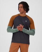 Maillot de cyclisme en laine mérinos Tarn - Cyprès / Caramel / Noir | Maillot de vélo pour homme