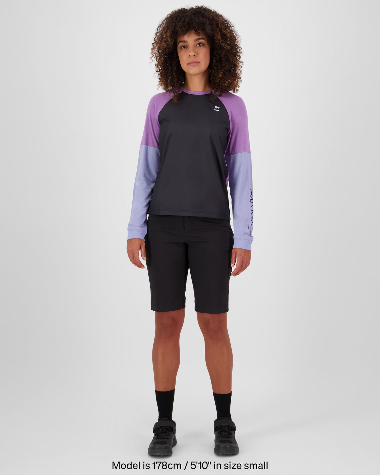 Maillot de vélo coupe-vent en laine mérinos Tarn - Skyline / Bloom / Noir | Maillot de vélo pour femmes
