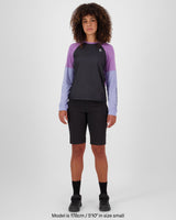 Maillot de vélo coupe-vent en laine mérinos Tarn - Skyline / Bloom / Noir | Maillot de vélo pour femmes