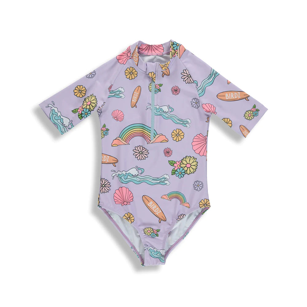 Rainbow surfer swimsuit lilac kidz
