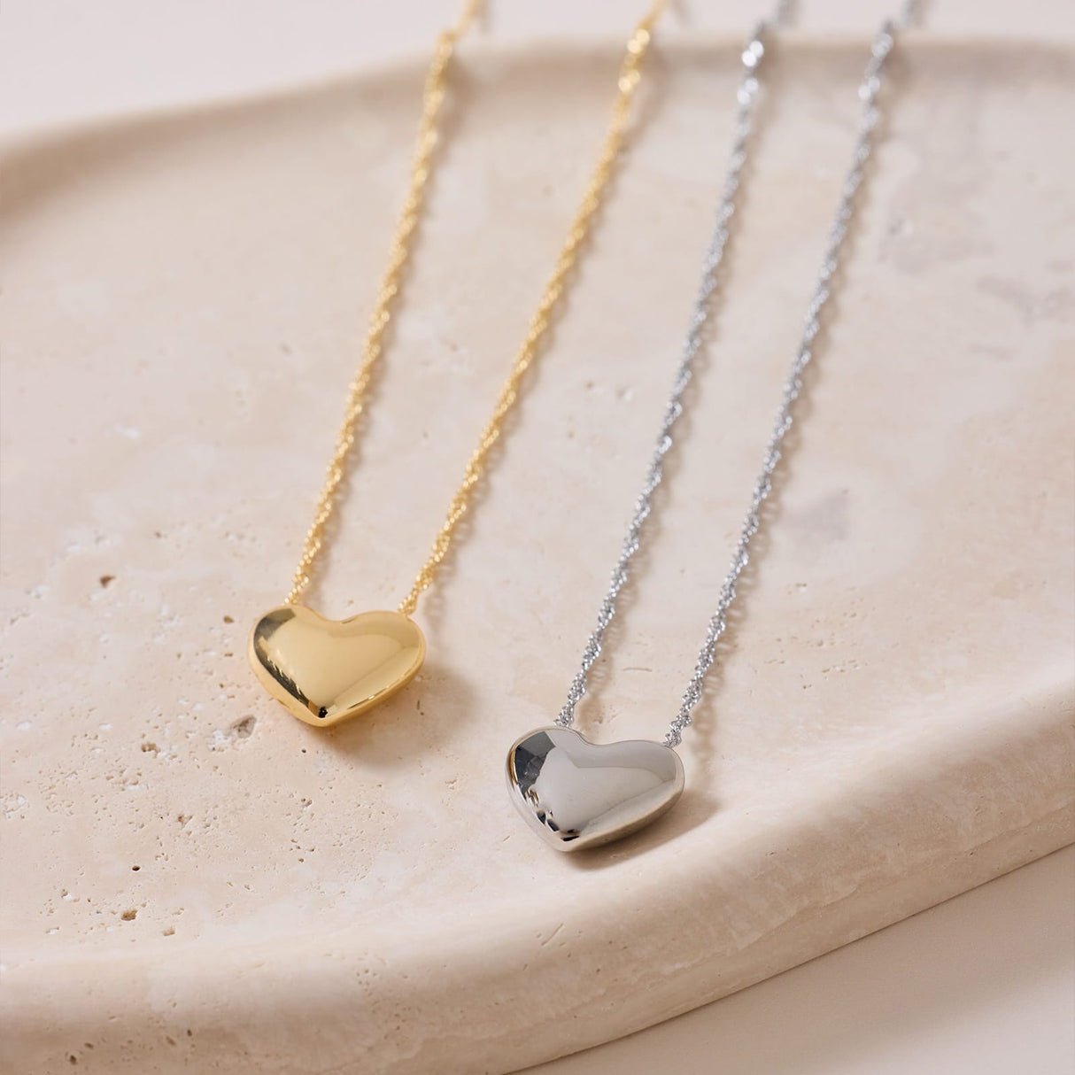 Collier pendentif perle cœur gonflé