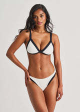 Haut de bikini triangle à bande contrastée