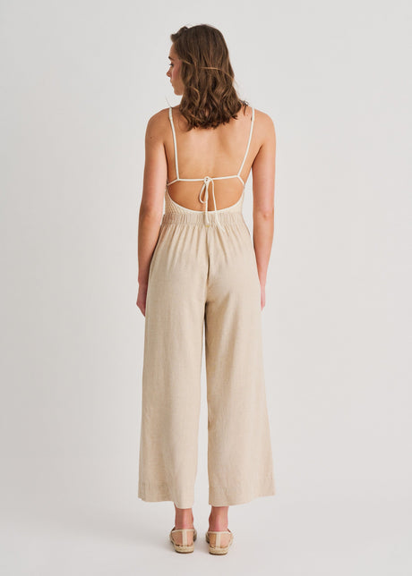 Pantalon de plage large en mélange de lin