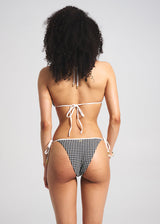 Culotte de bikini Luna texturée et échancrée avec attaches sur les côtés