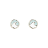 Opal enamel wave stud earrings