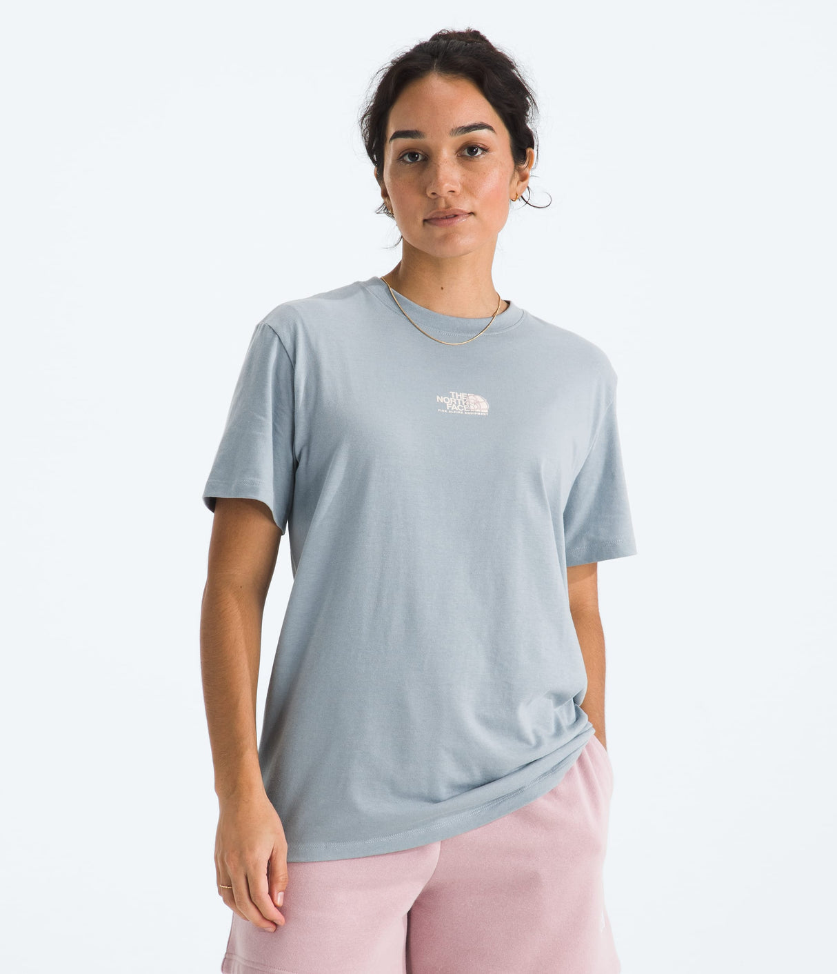 T-shirt décontracté à manches courtes et motif floral alpin pour femmes