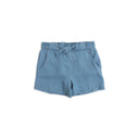 Short appliqué pocket self belt chambray