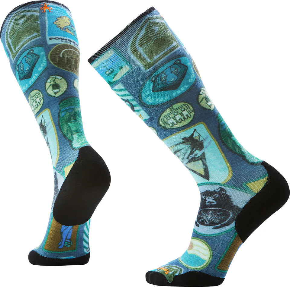 Ski Explorer Targeted Cushion Print Over The Calf Socks