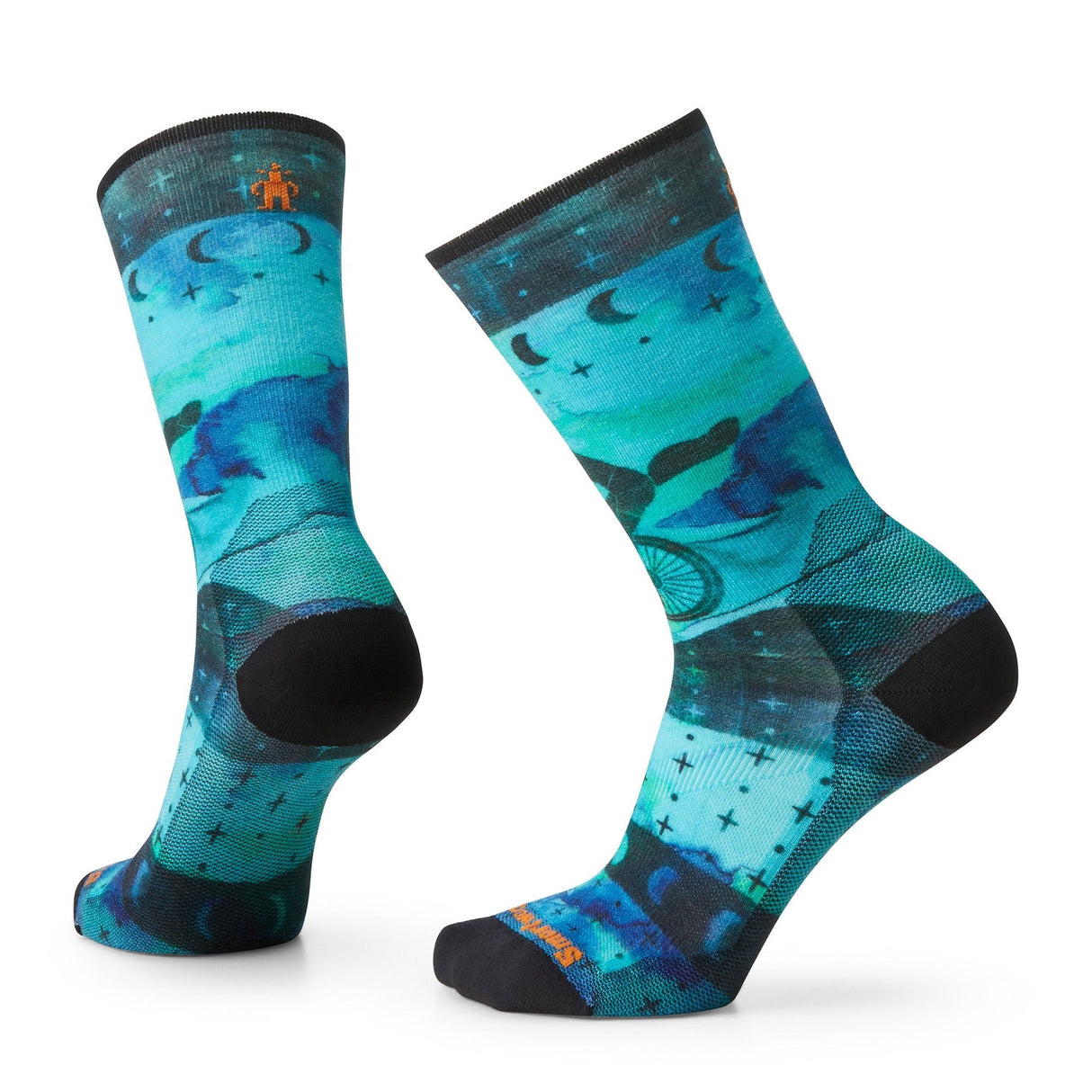 Women's bike zero cushion celestial print crew socks