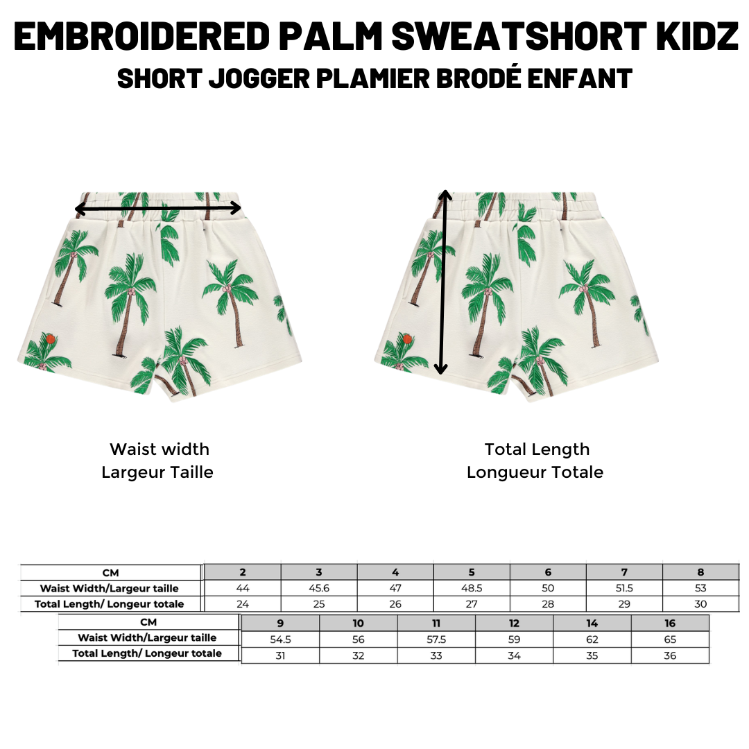 Embroidered Palm Sweatshorts Ivory Kidz